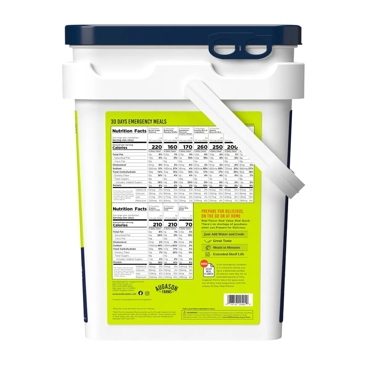 Augason Farms Deluxe 30-Day Emergency Food Supply 5-Gallon & 72-Hour Kit, NEW