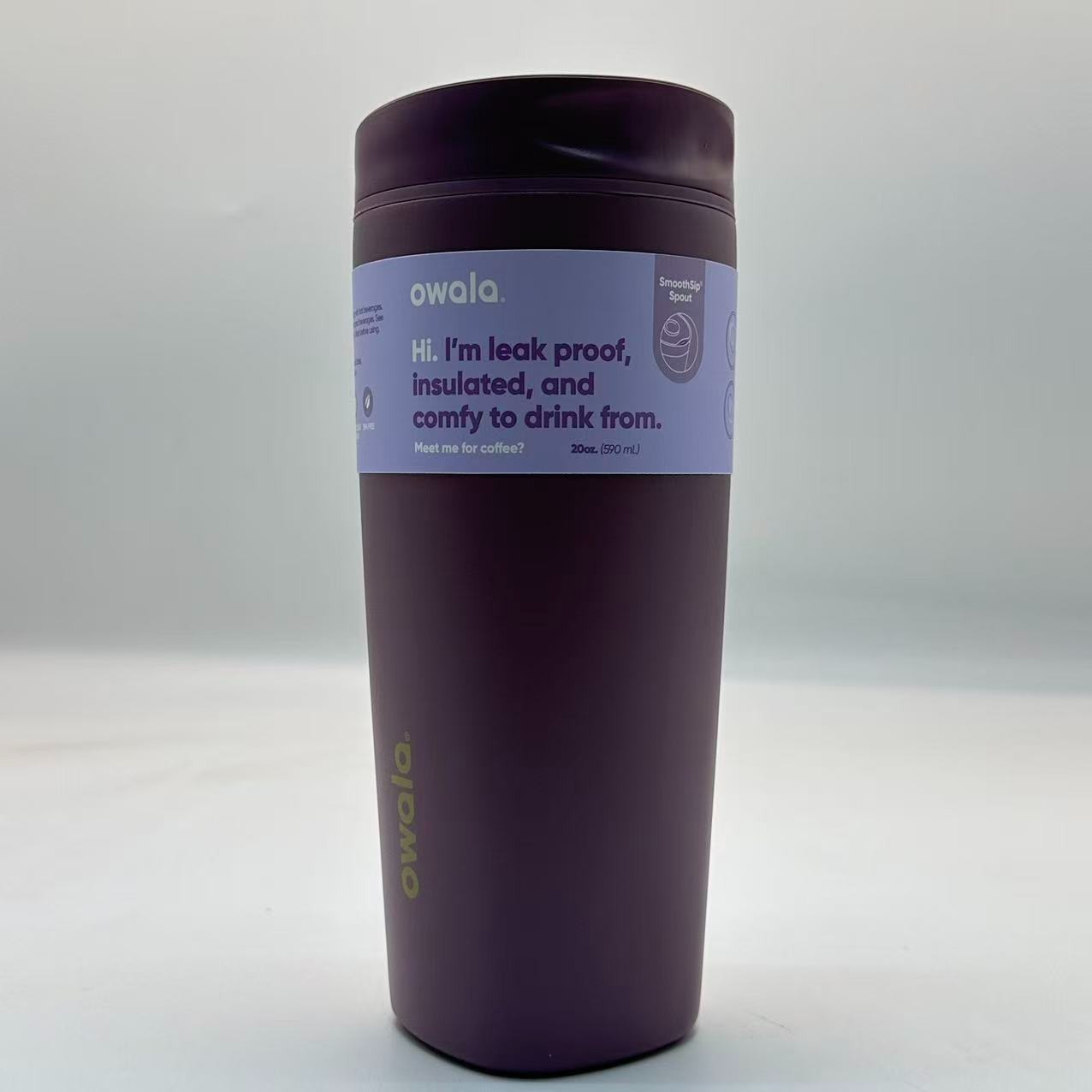 Owala 20oz Purple SmoothSip Slider Coffee Tumbler Stainless Steel Mug