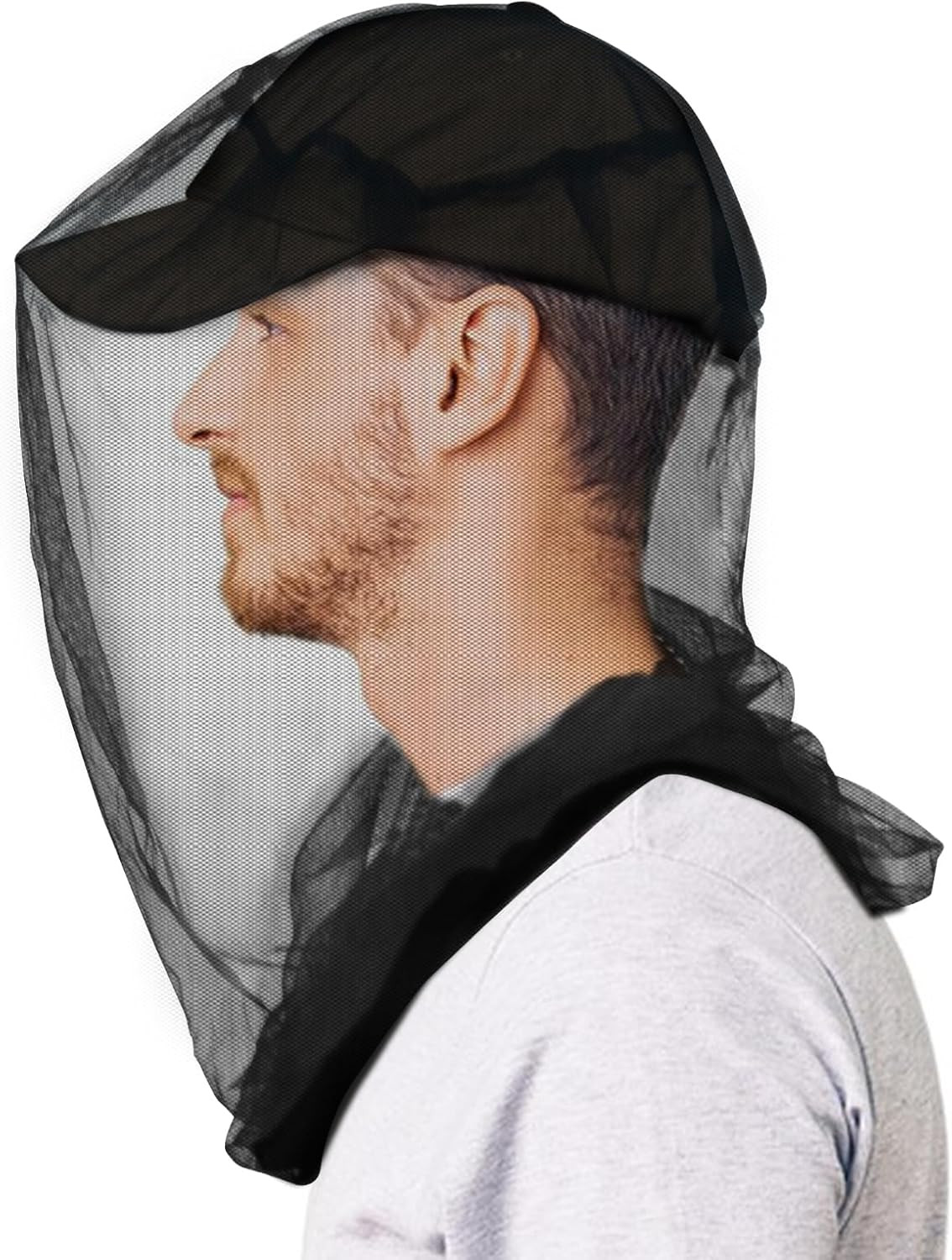 1 Pack Mosquito Head Net Mesh, Fits All Hats for Men & Women,Black | Bug Face Ne