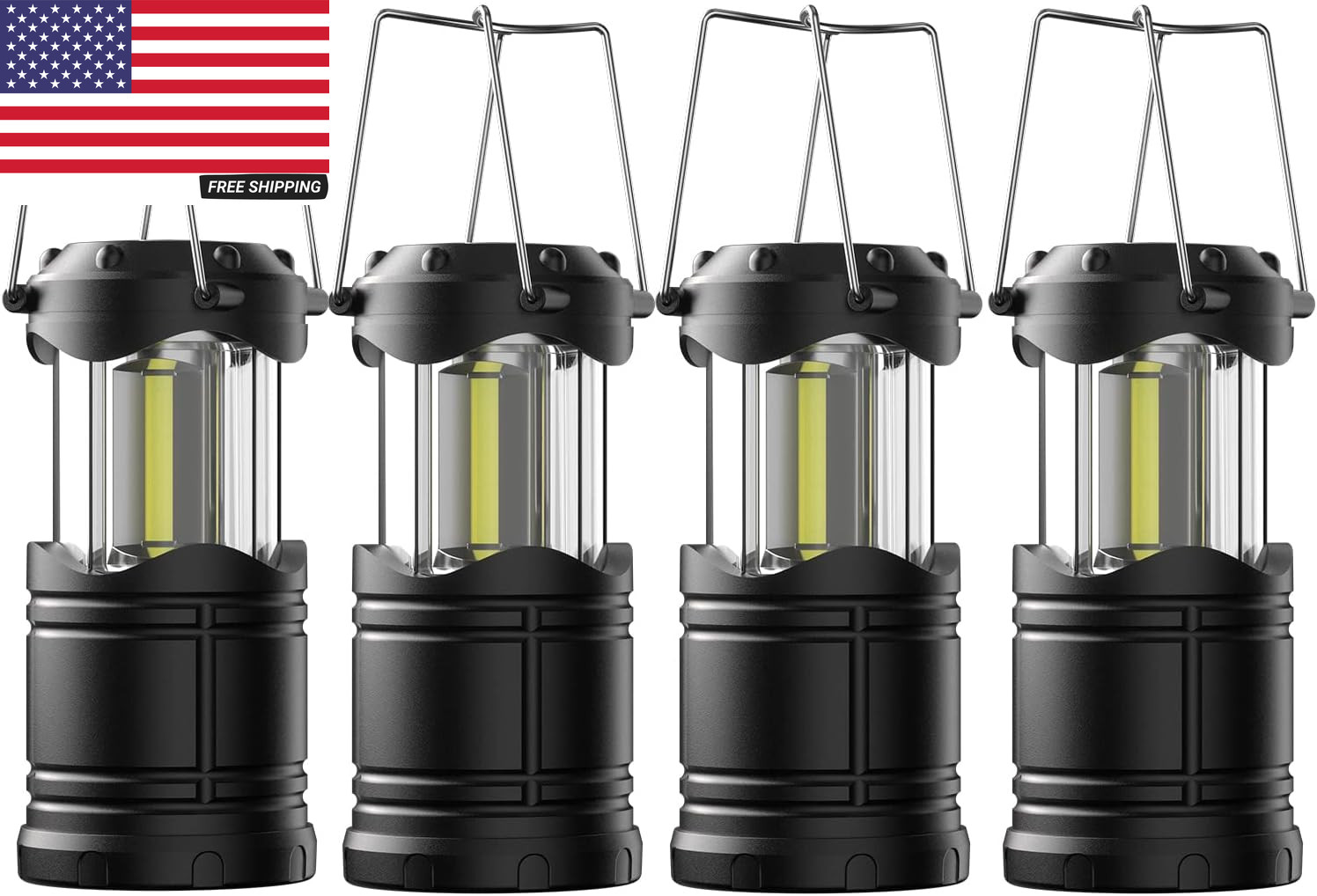 LED Camping Lantern, 4 Pack Battery Powered Flashlight for Power Outages, Portab