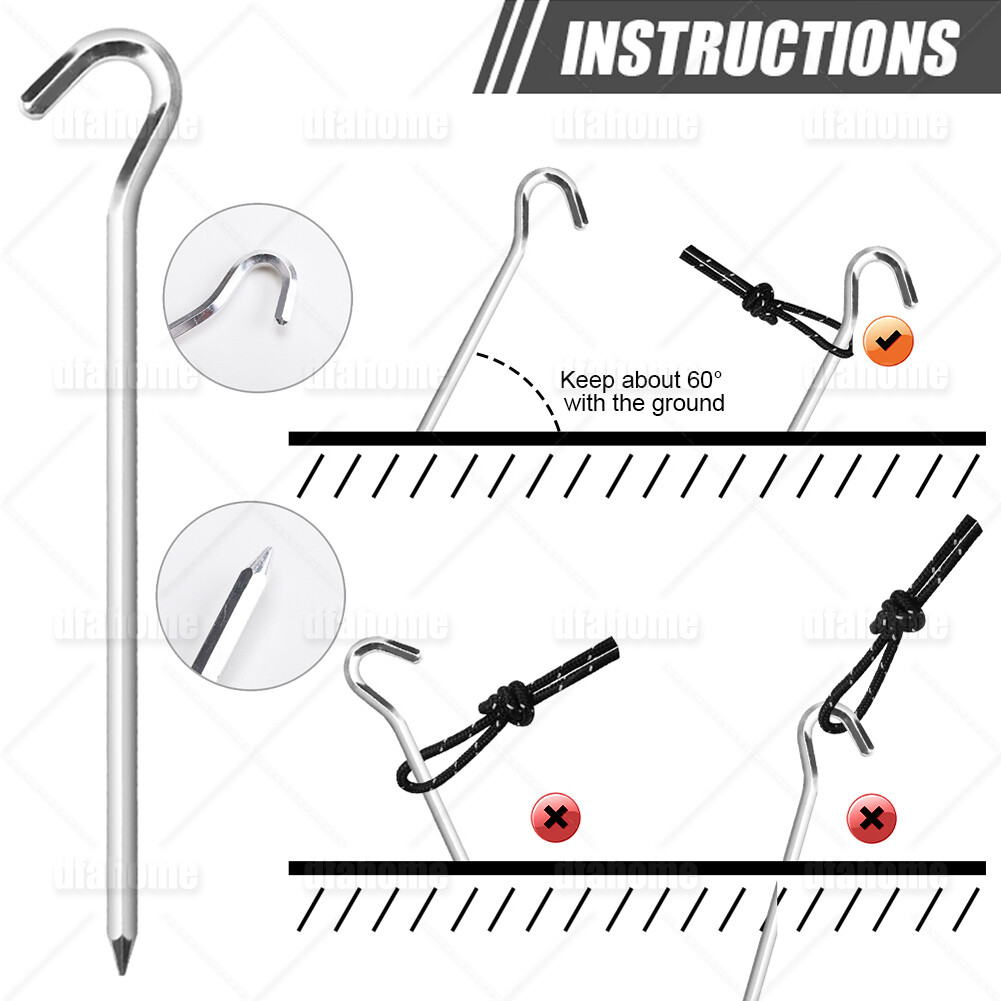 Reflective Guy Lines 4mm Tent Cords Aluminum Tent Stakes Pegs Adjuster Tensioner