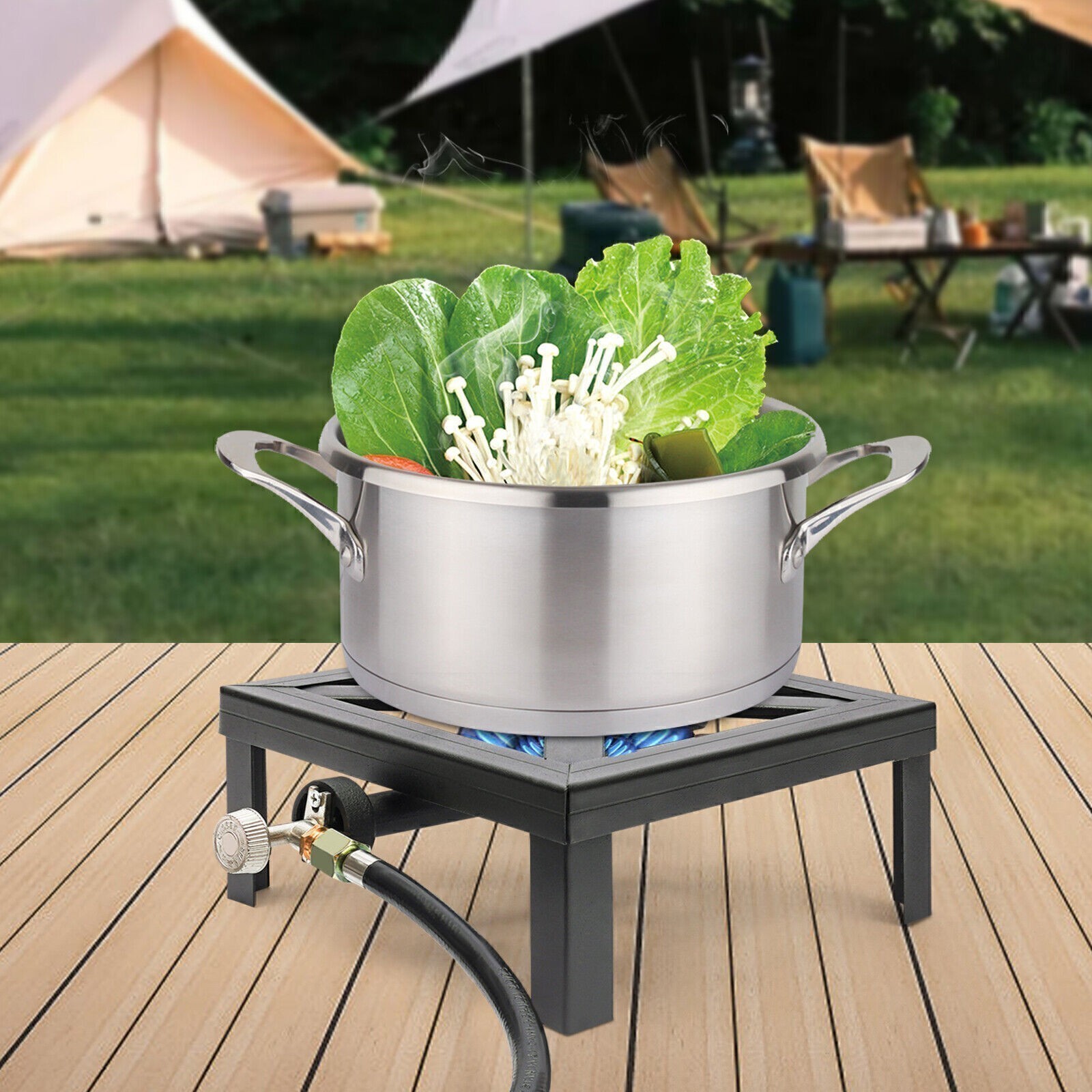Propane Cooker Burner Stove Gas Outdoor Cooking Camping Stand BBQ Grill & Hose