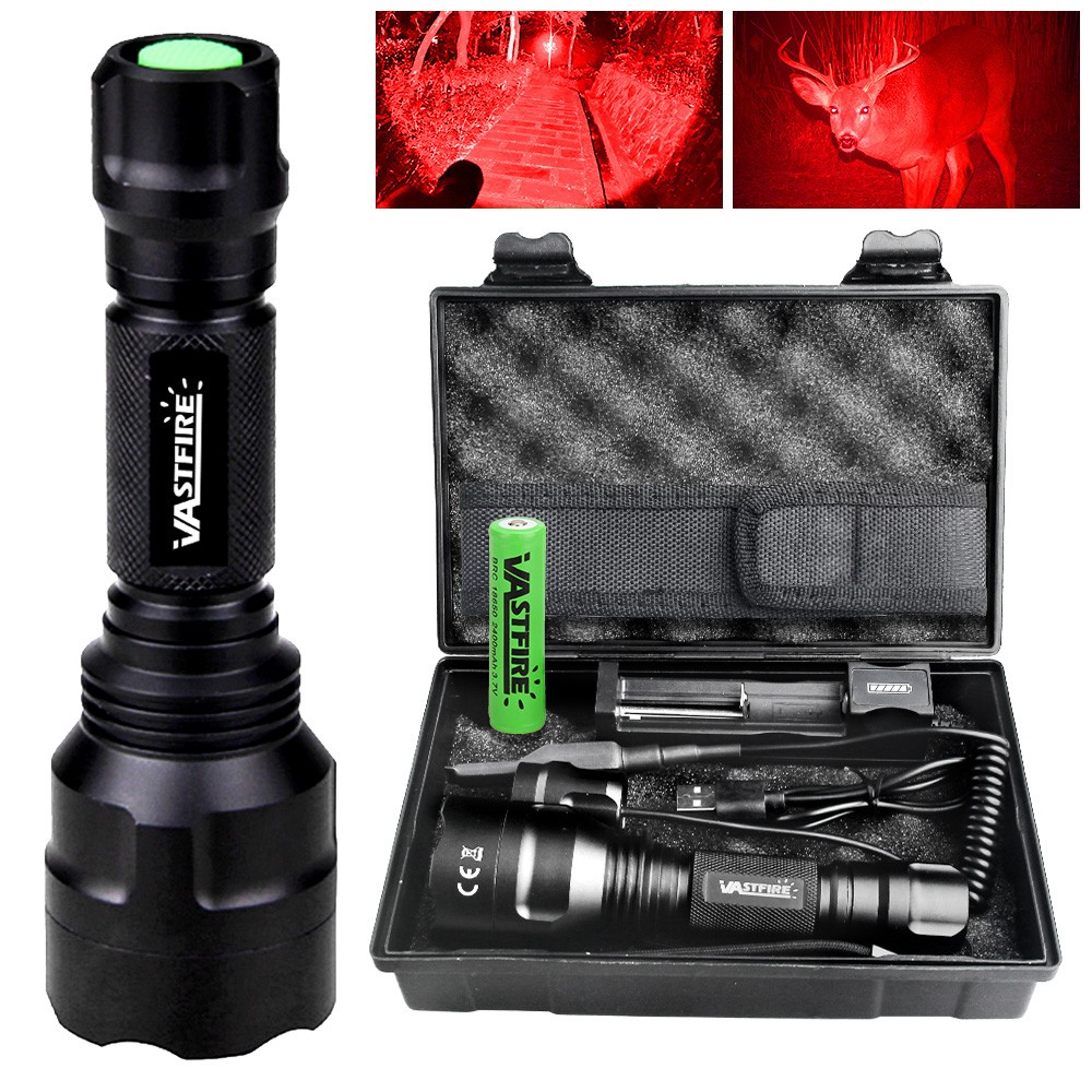 Hunting Red Light LED Flashlight Night Torch 800 Yards Scope Mount / 20mm Rail