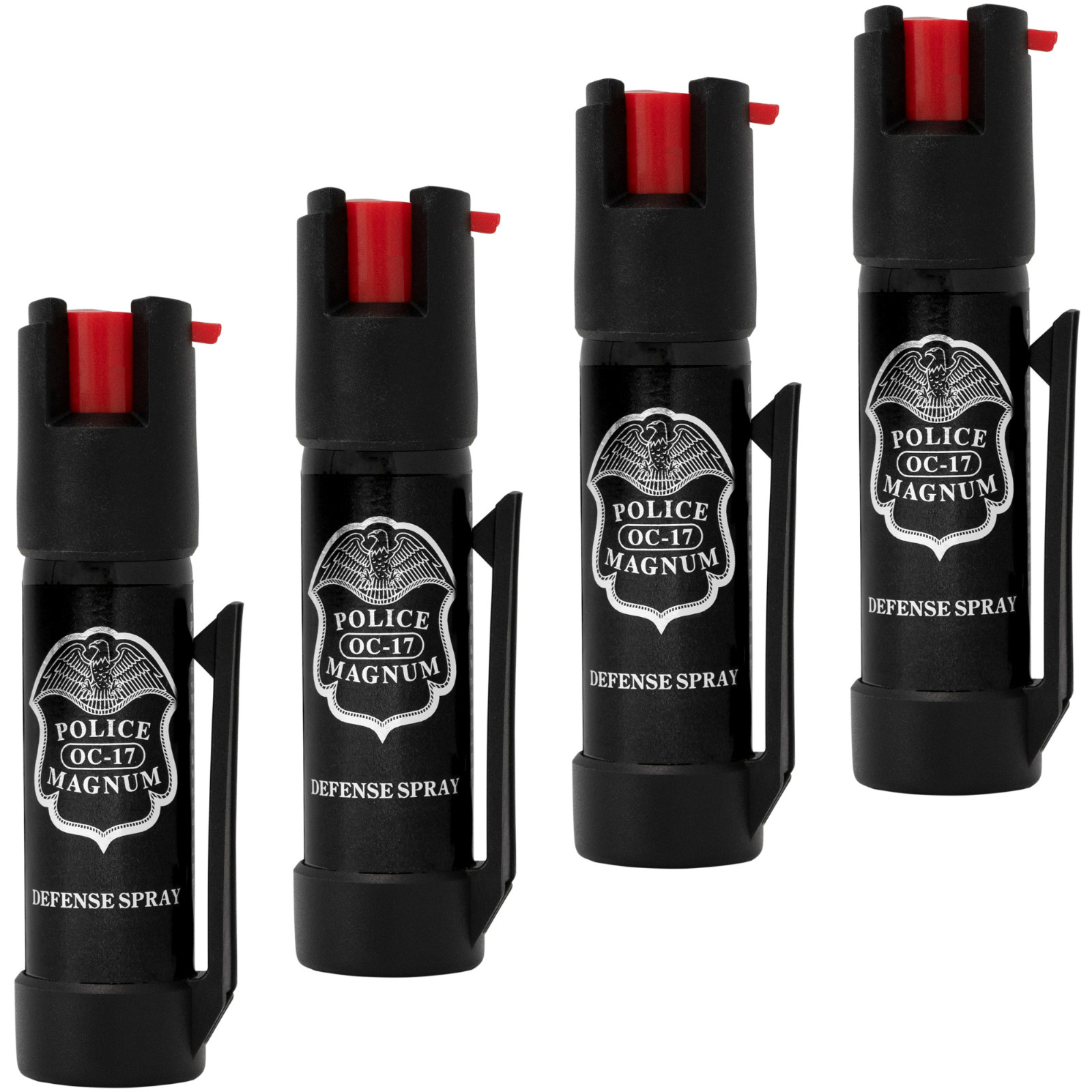 Police Magnum pepper spray USA self defense security 4 pack 3/4oz BOTTOM CLIP