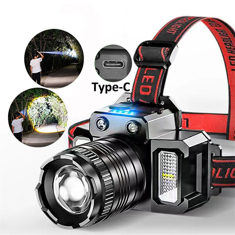 99000000LM LED Headlamp Rechargeable Headlight Sensor Head Torch Lamp Flashlight