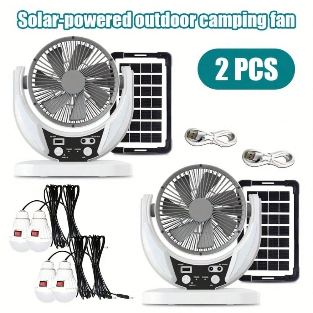 New Solar Camping Fan LED Light Portable Cordless Cooling Outdoor Travel Gear