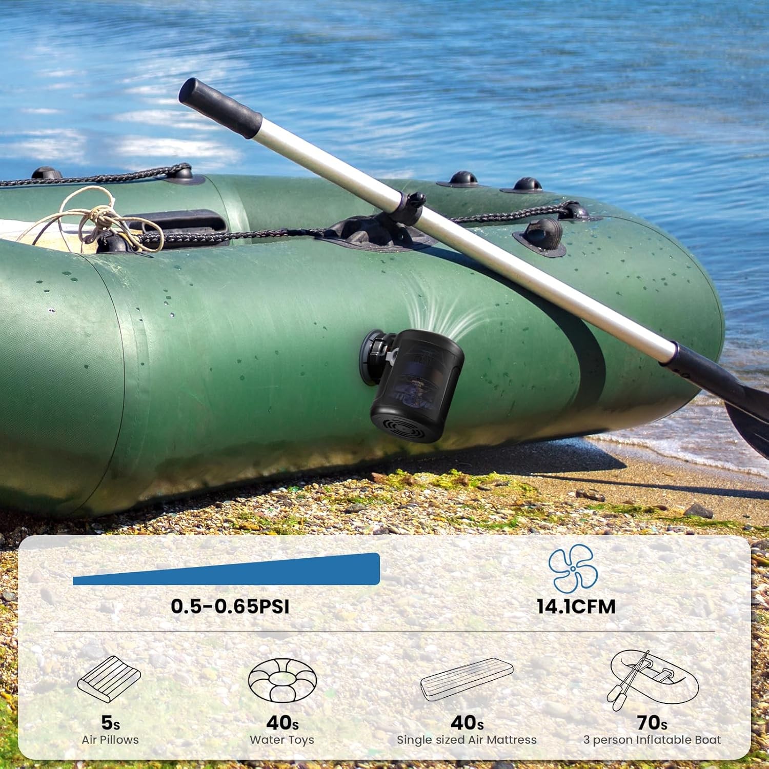 Portable Air Pump for Inflatables, Air Mattress Pump with 6000 mAh Battery