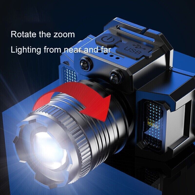 99000000LM LED Headlamp Rechargeable Headlight Sensor Head Torch Lamp Flashlight