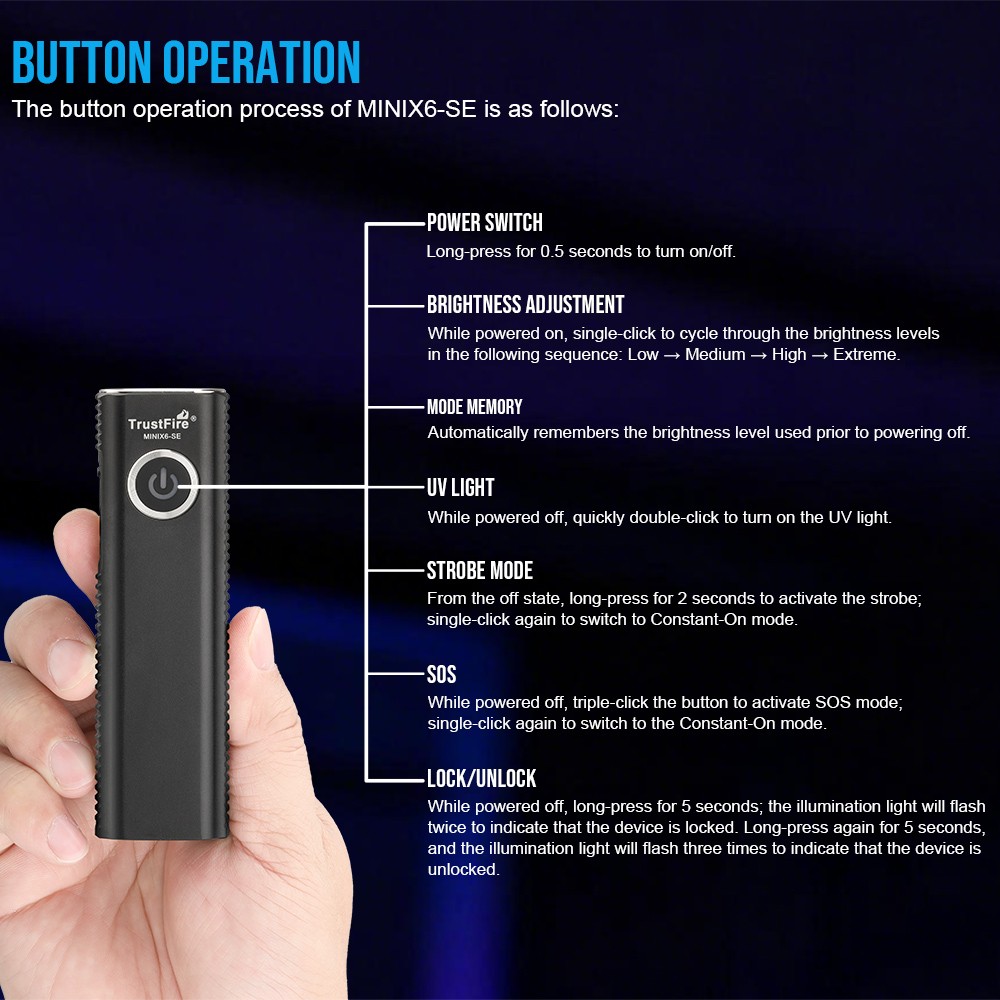 TrustFire X6-SE 1500Lumen LED Flashlight Magnetic Rechargeable Torch UV Light W