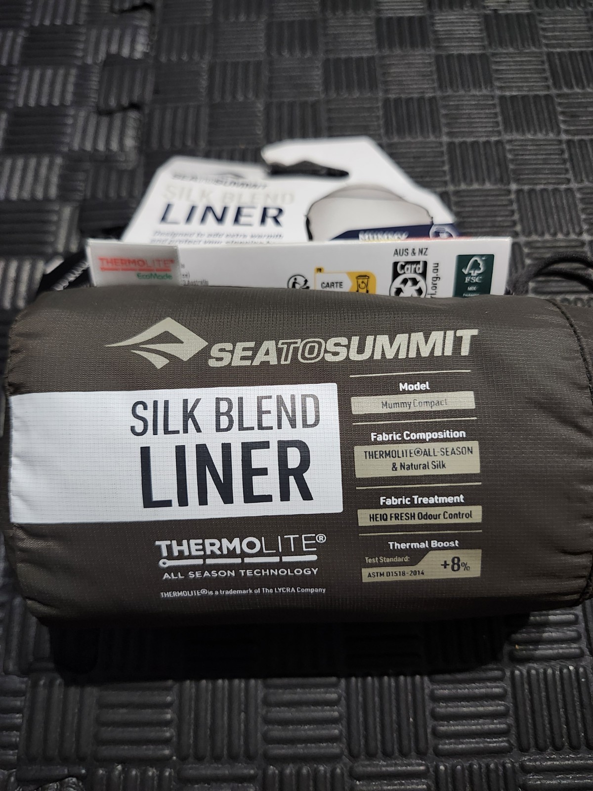 SEA TO SUMMIT SILK BLEND LINER COMPACT MUMMY COLOR GREY 4.6oz NEW FREE SHIPPING