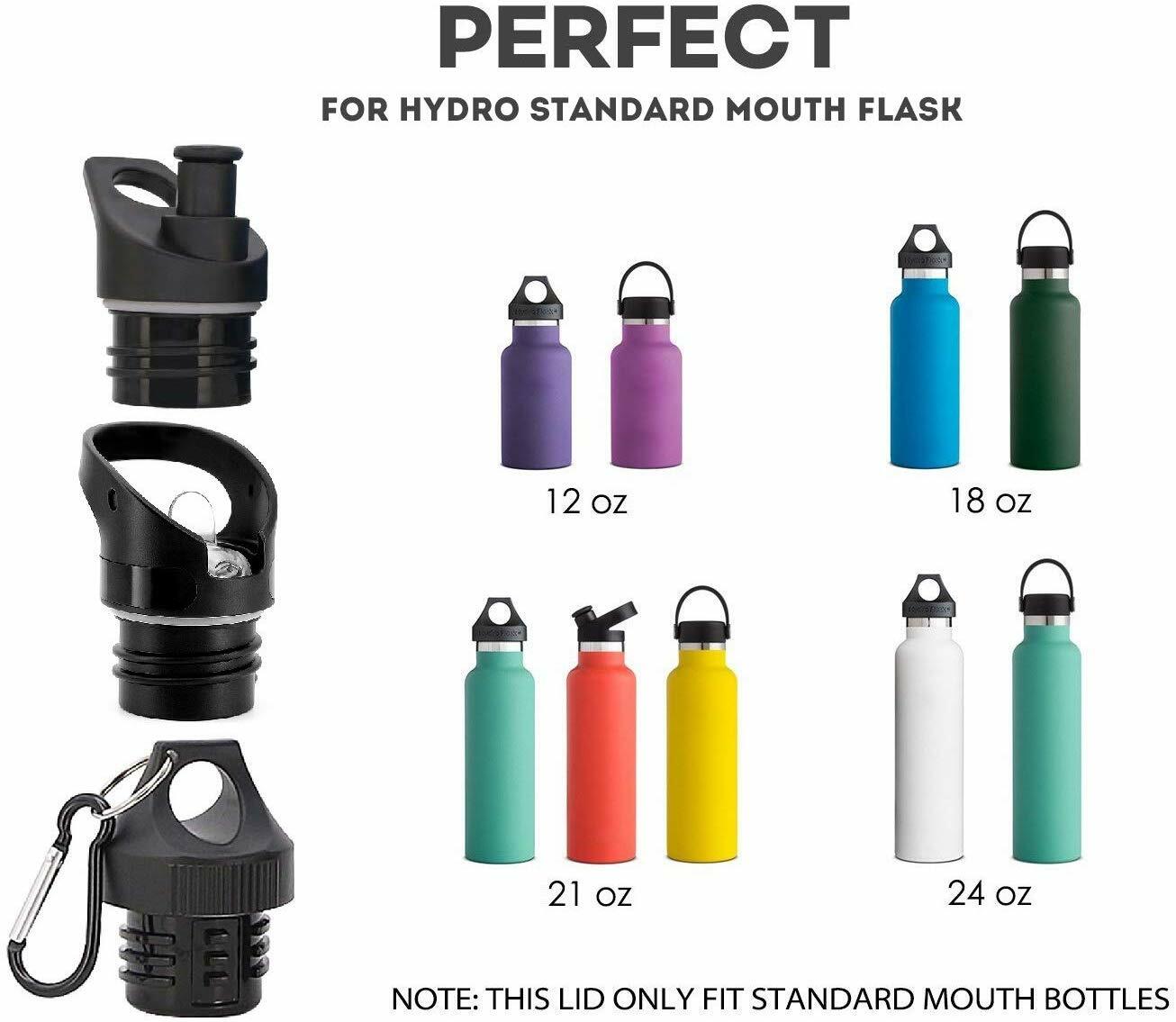 3 Pcs sport twist lid for Hydro Flask Standard Mouth Water Bottle 12,18,21,24 OZ