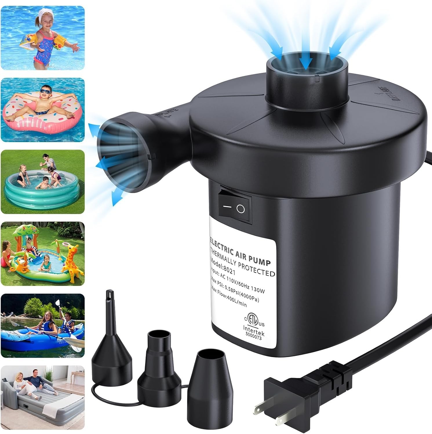 Electric Air Pump for Inflatables, Portable Air Mattress Pump, Quick Inflate …