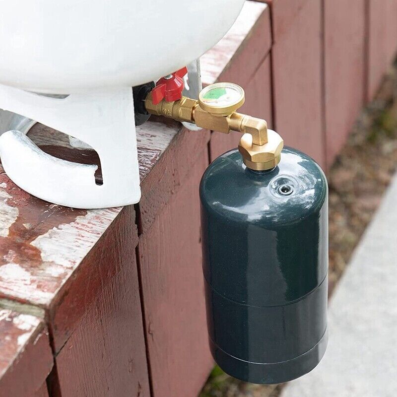New Propane Refill Adapter 1Lb To 20Lb Tank With Gauge & ON-Off Control Valve