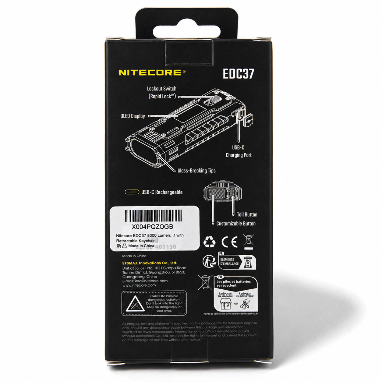 NITECORE EDC37 RETAIL BOX MANUAL USB-C CABLE KEYCHAIN ACCESSORIES FREE SHIPPING!