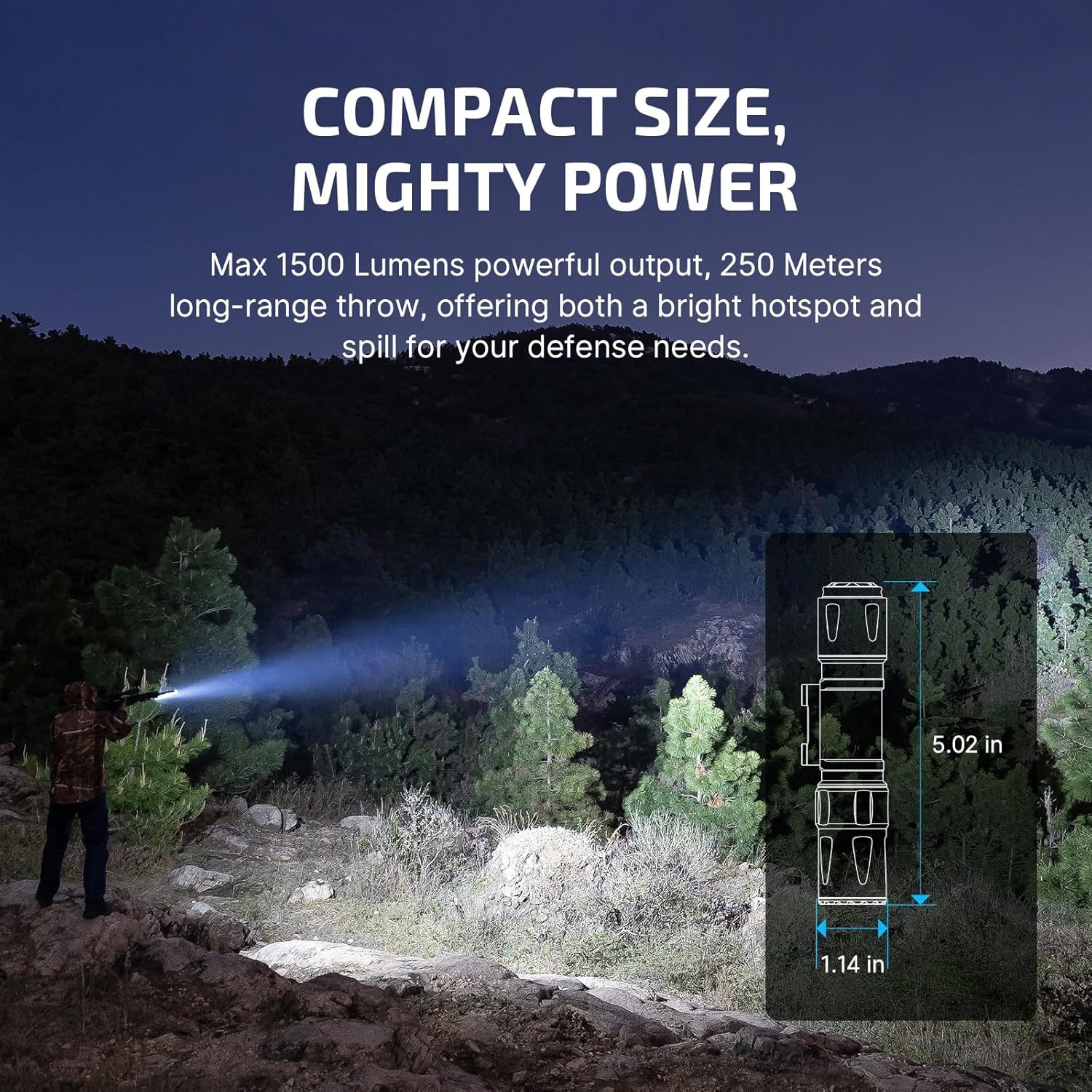 Olight Odin S Picatinny Rail Mount 1500Lm Tactical Flashlight w/ Pressure Switch