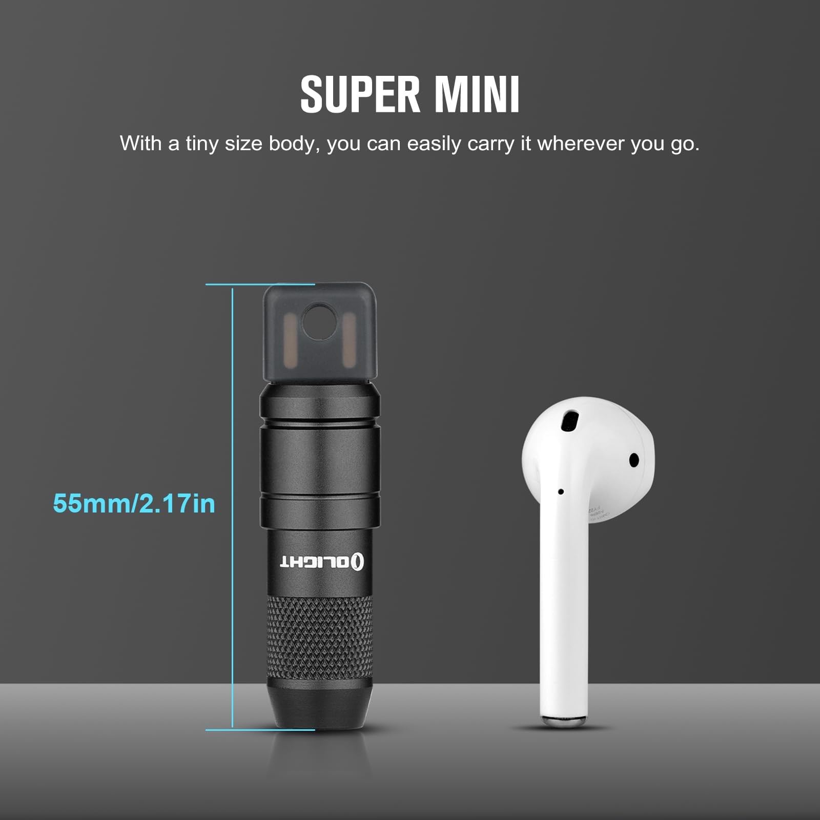 OLIGHT IMINI 2 EDC Rechargeable Keychain Flashlight, 50 Lumens 1 Pack, Black