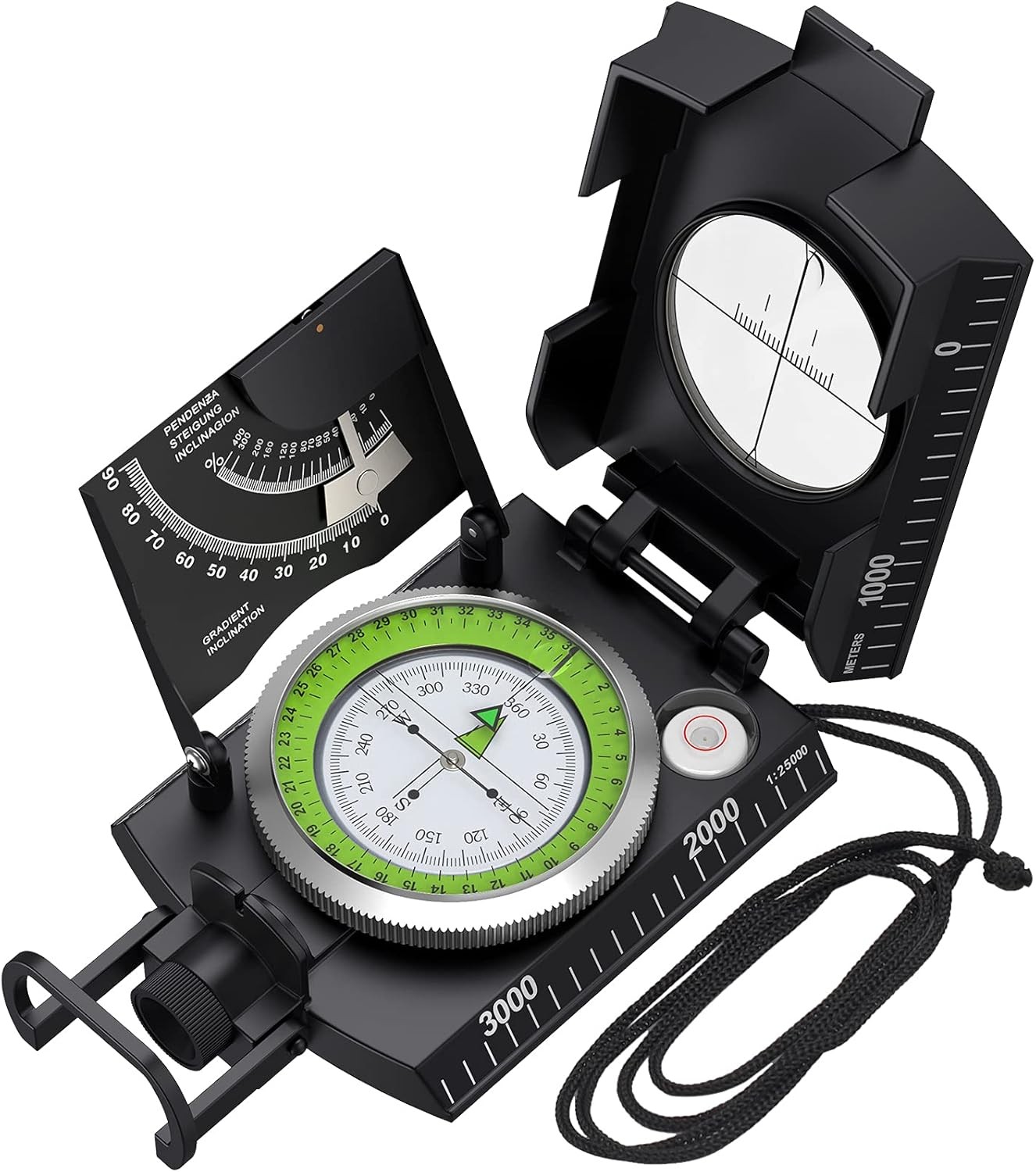 IP65 Compass Hiking Survival Lensatic Sighting Compass Camping Navigation