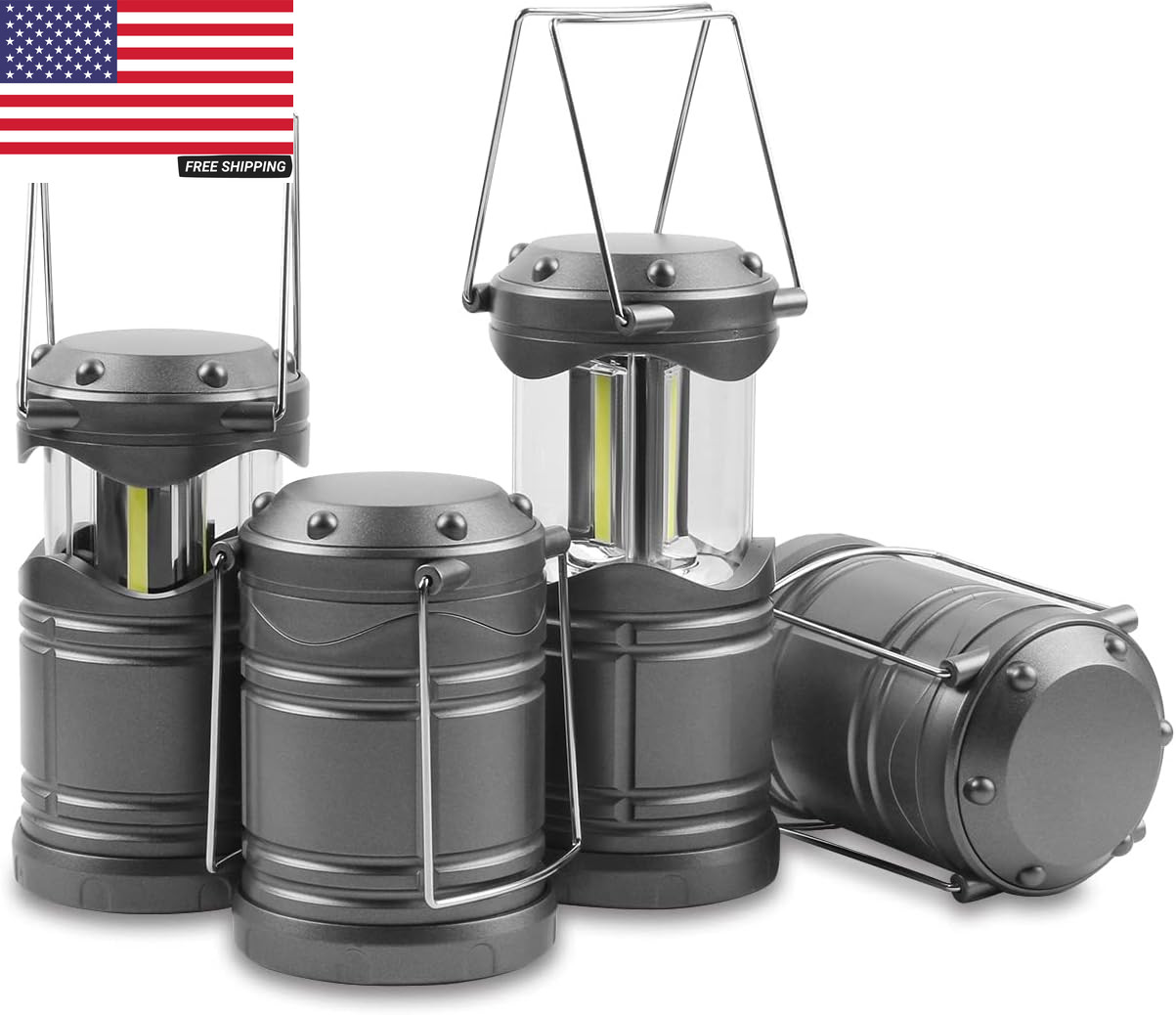 LED Camping Lantern, 4 Pack Battery Powered Flashlight for Power Outages, Portab