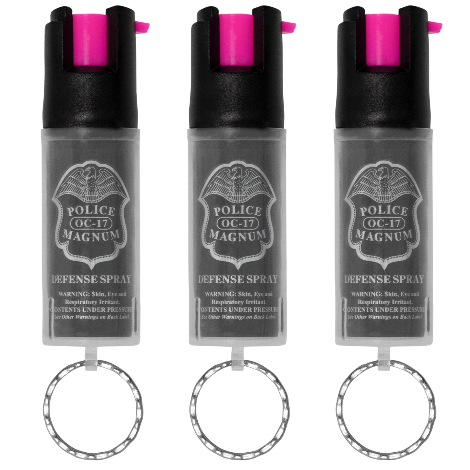 Police Magnum mini pepper spray Self Defense Security OC 3 Pack 1/2oz Keyring