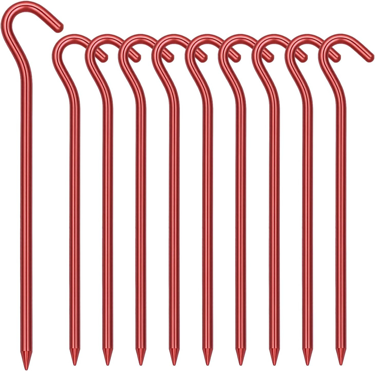 10 Pack Aluminum Tent Stakes – 7 Inch Lightweight Metal Ground Stakes Tent Pe…