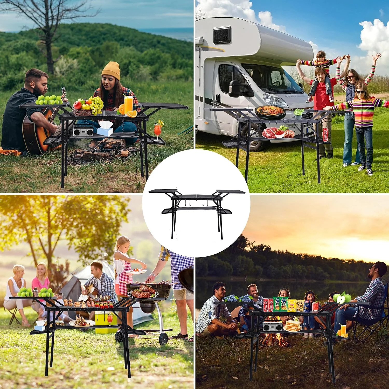 Nice C Camping Metal Table, Compact Outdoor Folding Tailgate Grill Table | Light