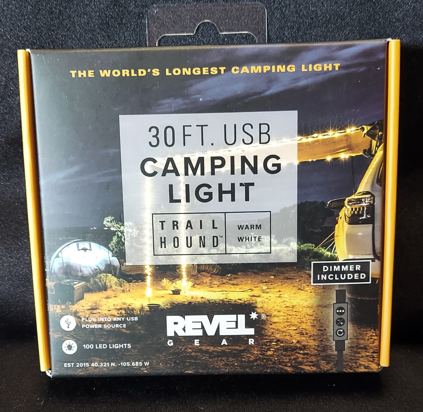 REVEL GEAR 30ft USB Camping Light Warm White 100 LED Lights Waterproof
