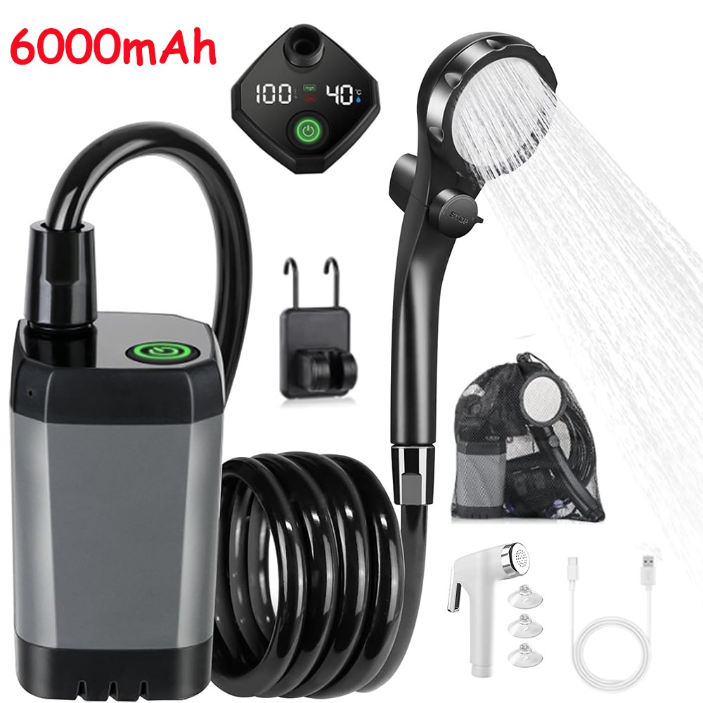 Portable Camping Shower with 7-Gallon Water Jug, Rechargeable Camping Shower New