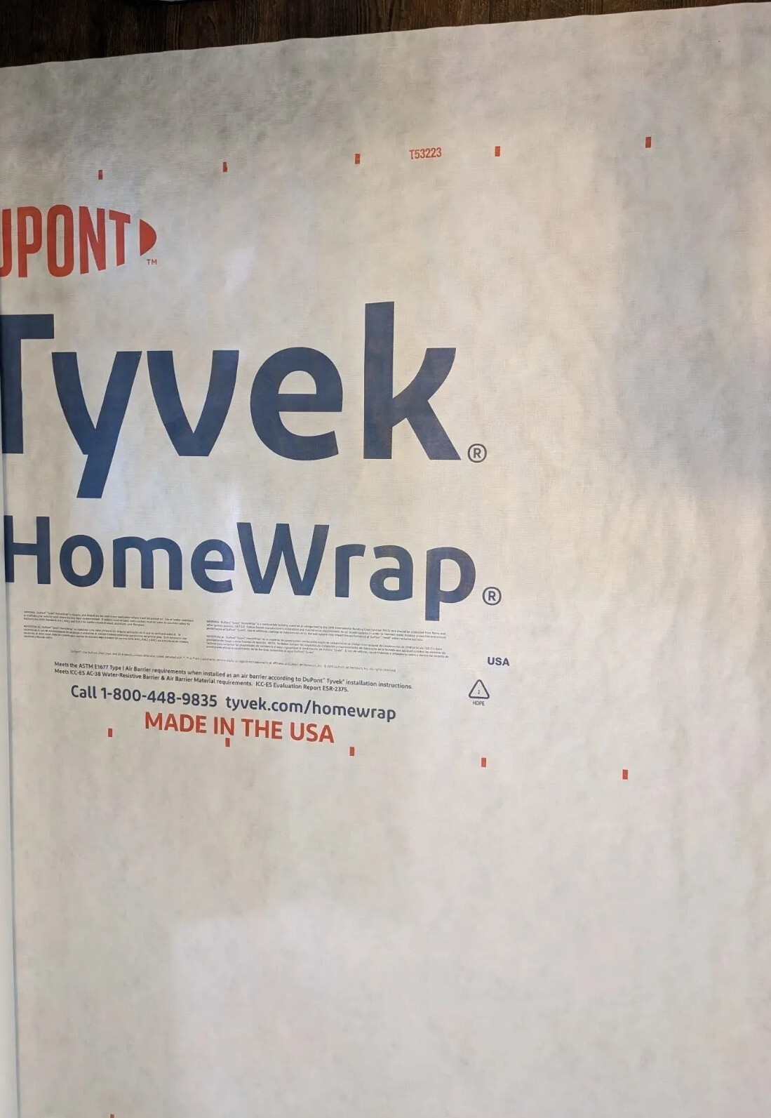 Tyvek Homewrap 5ft Wide Roll – Order needed Length (Per Linear Foot) By Quantity