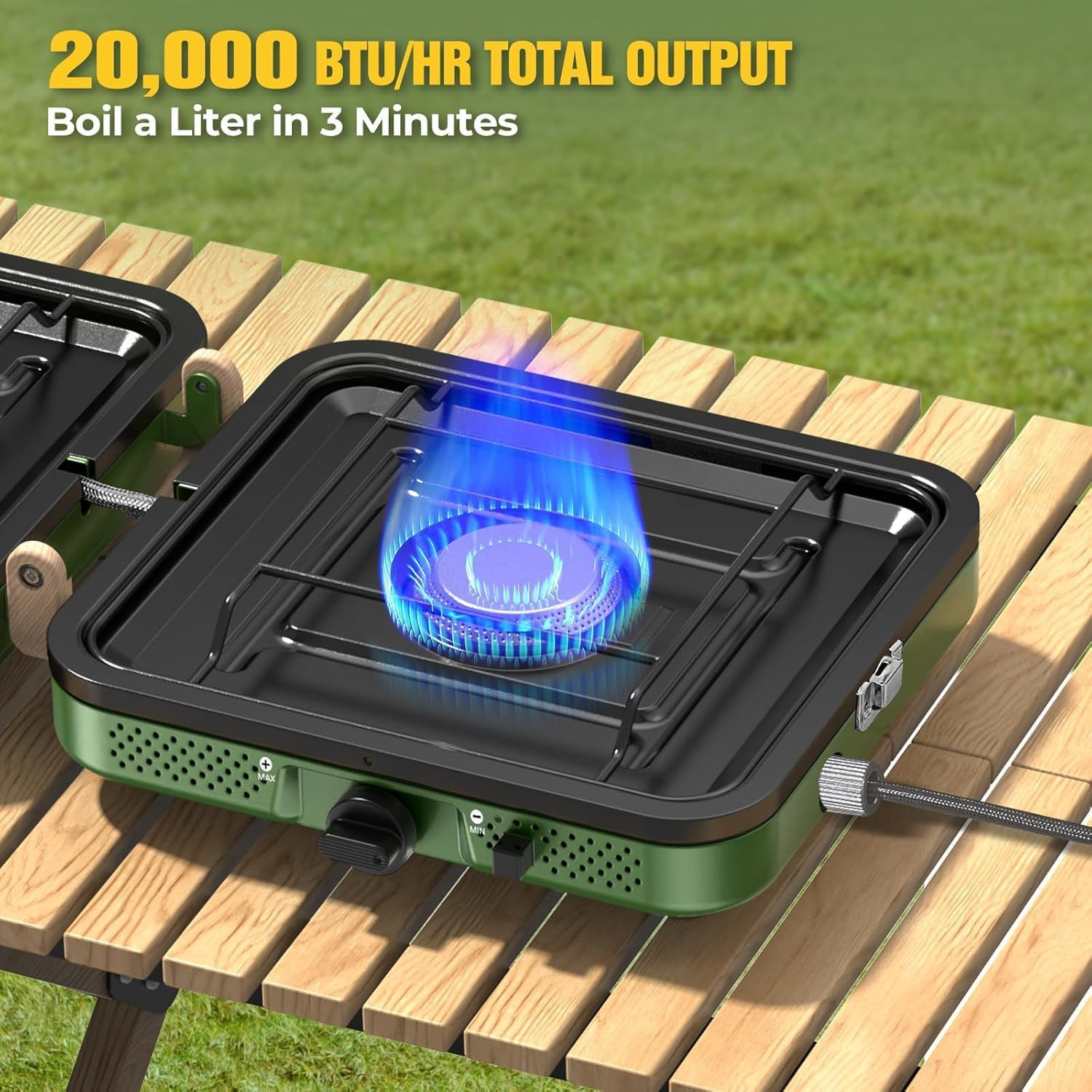 2 Burner Camping Stove,10000 BTU Propane Camp Stove Portable Folding Gas Travel