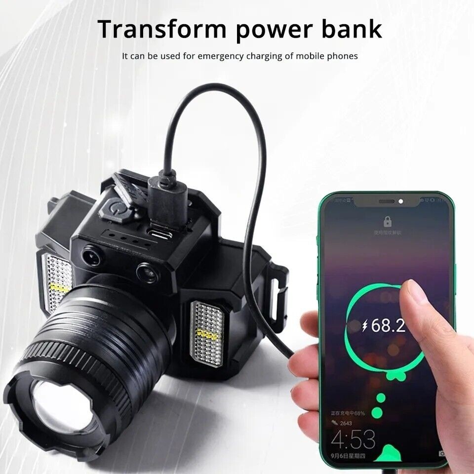 9900000LM Super Bright LED Headlamp Rechargeable Headlight Flashlight Head Torch