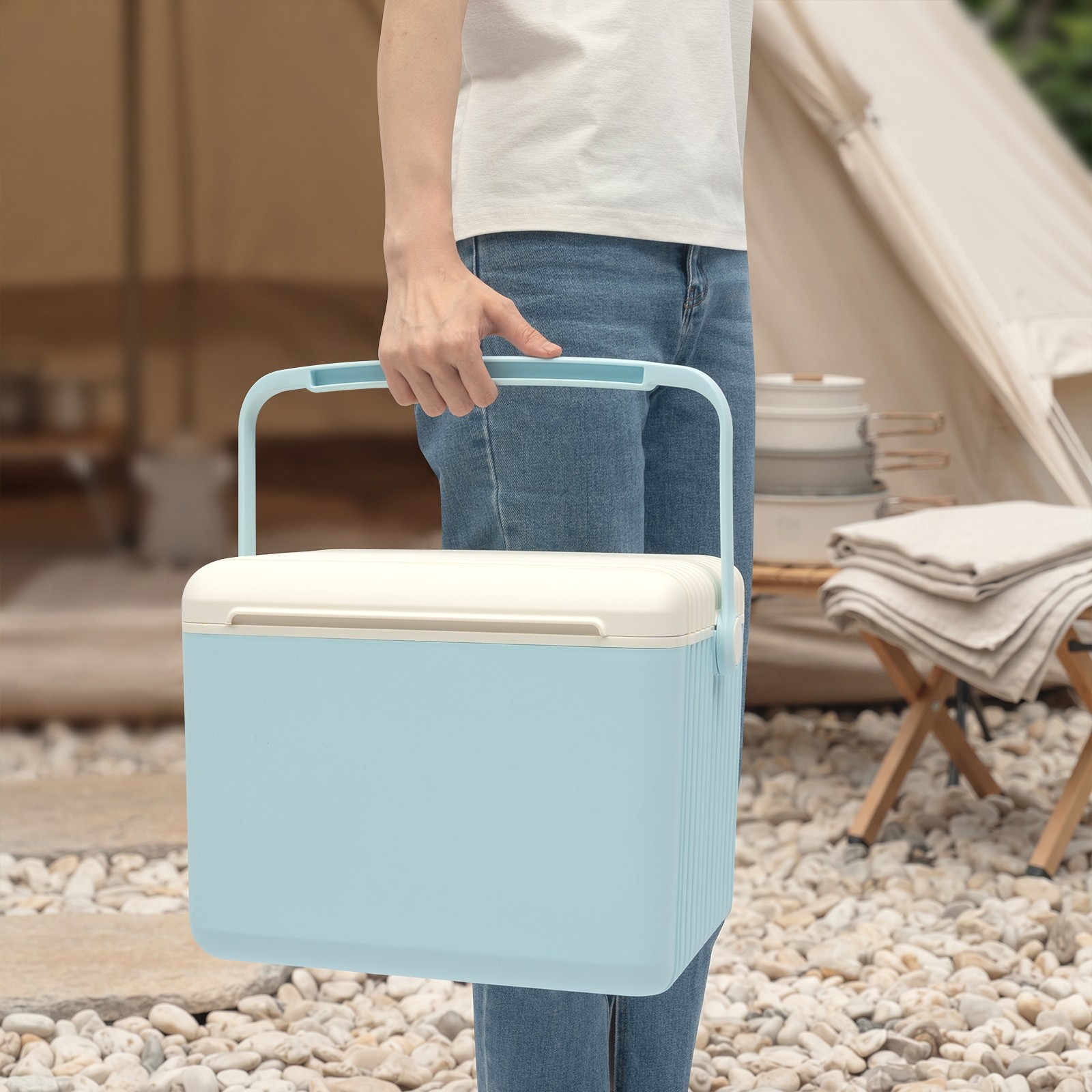 Outdoor Insulated Cooler Blau Portable Insulated Ice Chest for Camping, Picnic