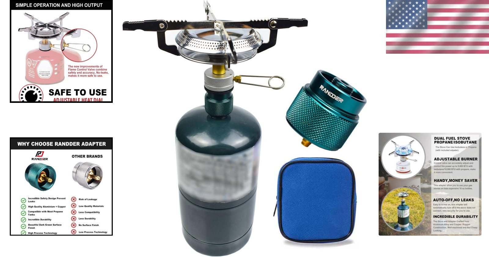 Isobutane Backpacking Stove 10000 BTU Compact Lightweight for Outdoor Cooking