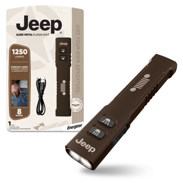 1250 Lumens Jeep Sleek Metal Rechargeable LED Flashlight – Brown