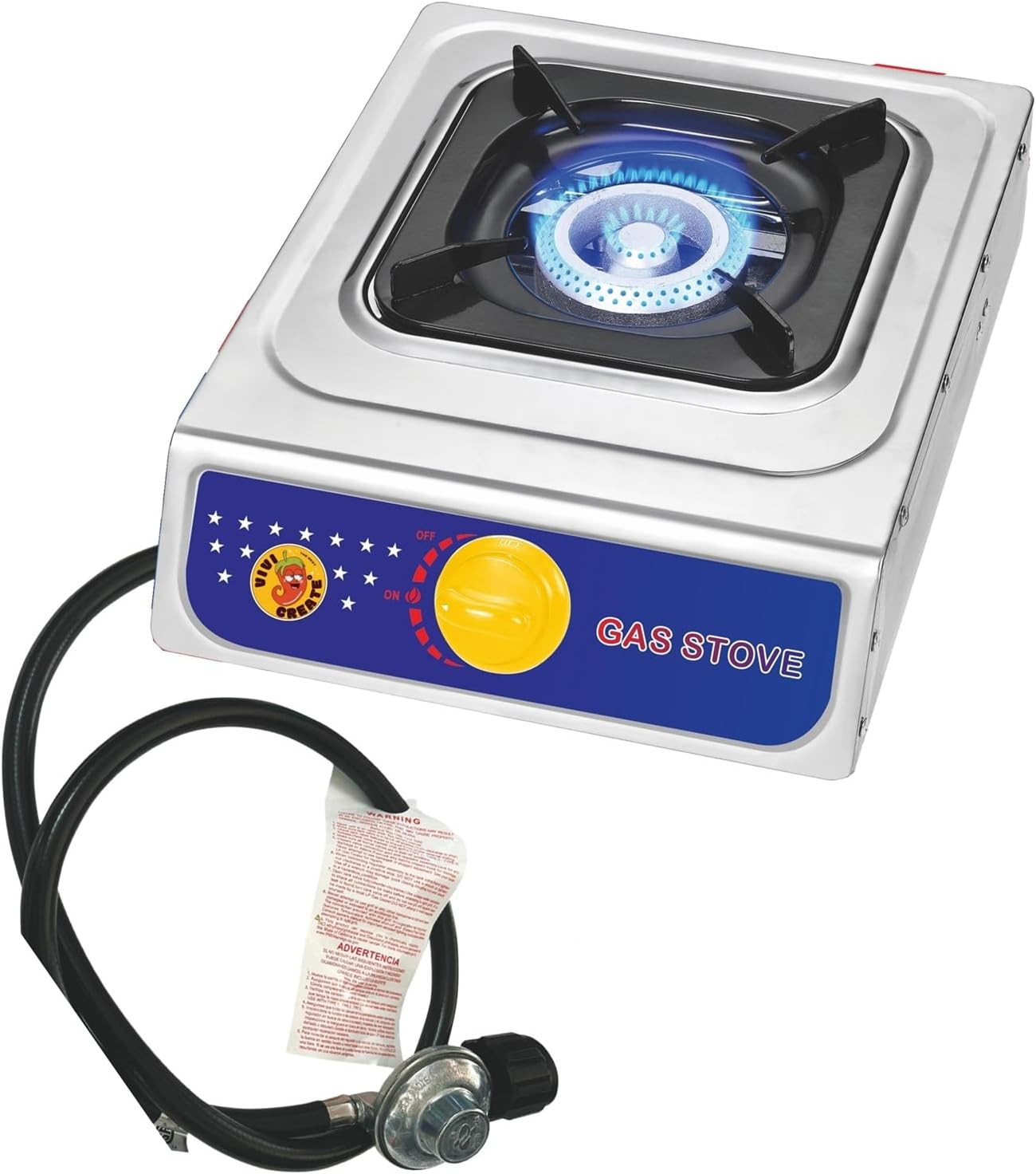 Propane Gas Stove 10000 BTU Single Burner Stainless Steel Cooktop Portable Ou..