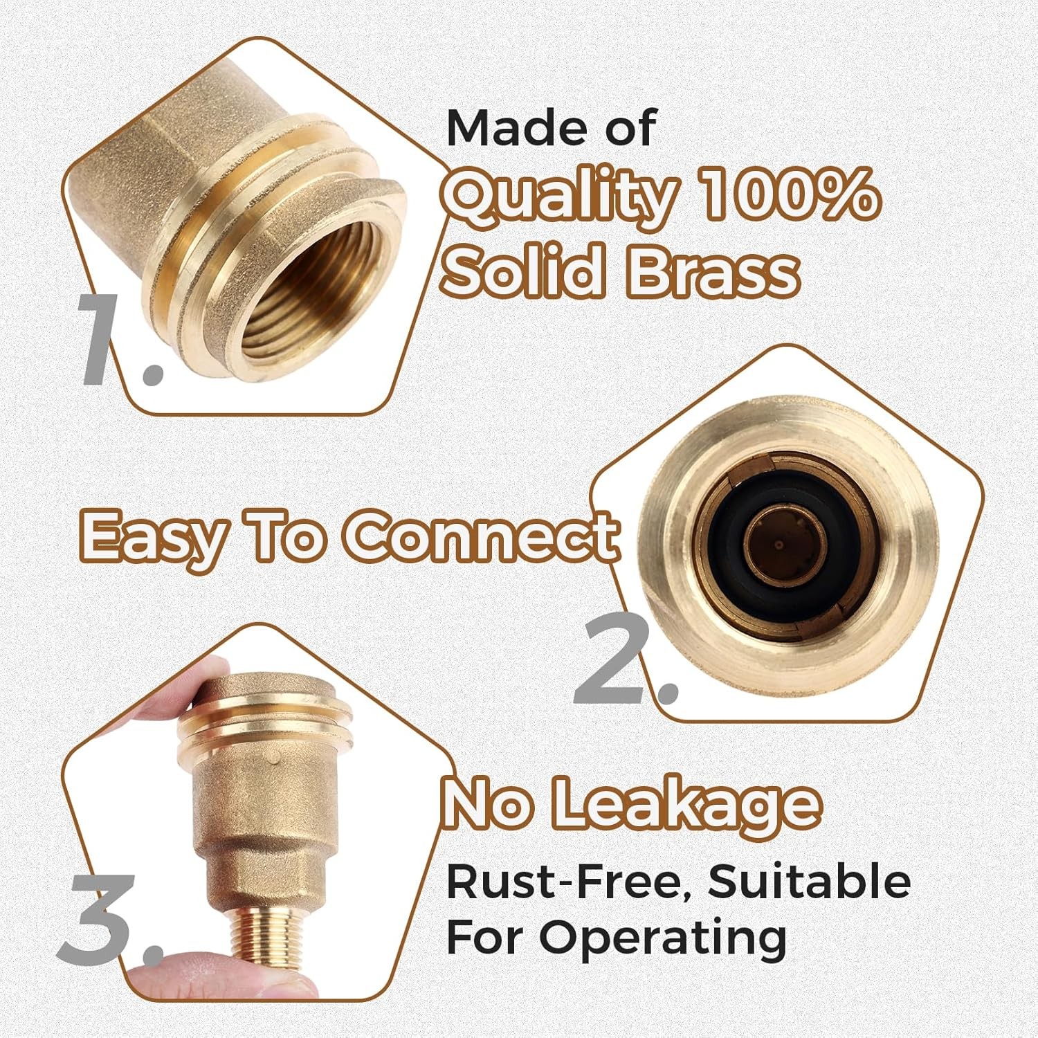 Male 5042 QCC1 Nut, Propane Gas Fitting Hose Adapter with 1/4 inch, Brass