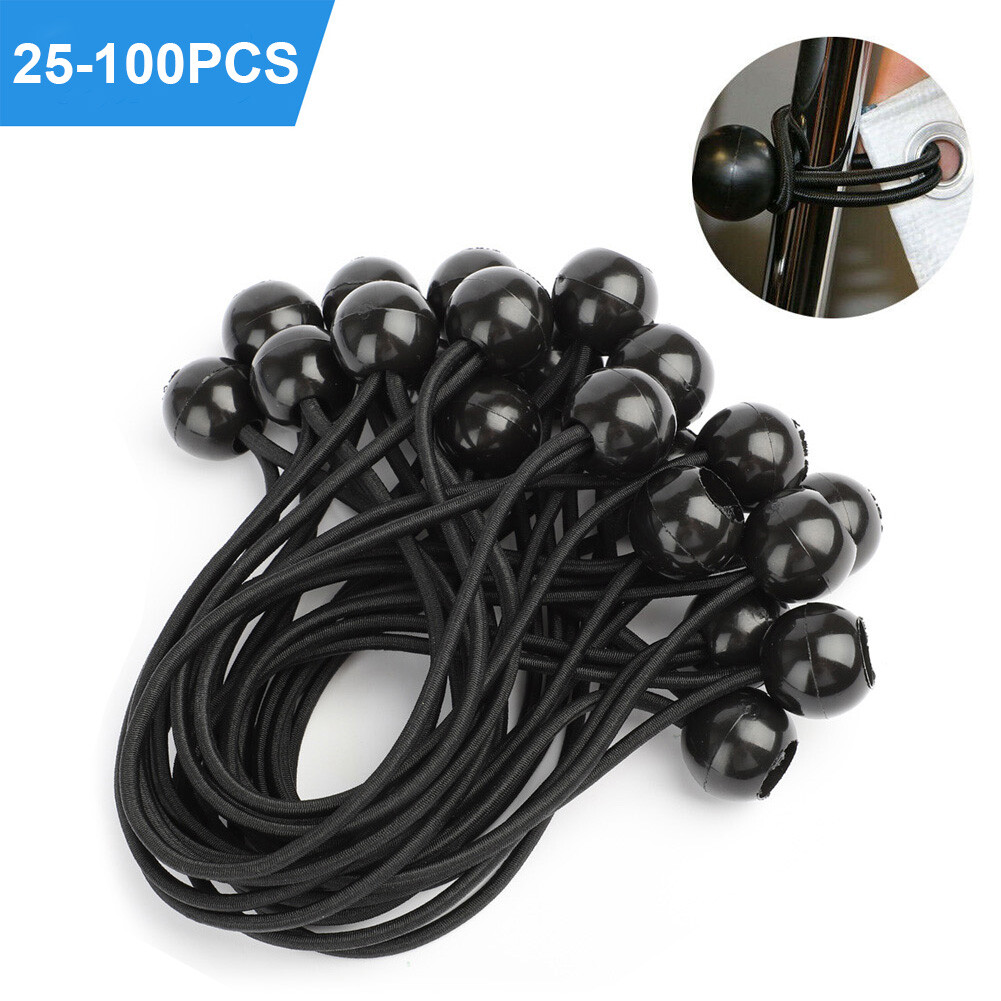 6″ 9″ Inch Black Ball Bungee Bungie Cord Canopy Tarp Tie Downs Straps Heavy Duty
