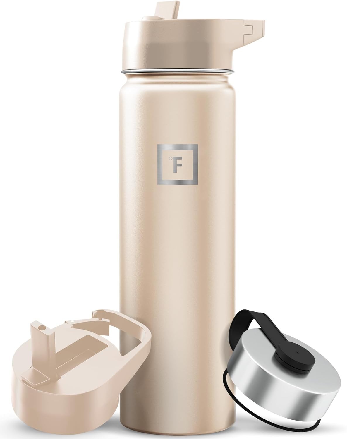 Camping & Hiking Hydration Flask with Straw, Wide Mouth Insulated Stainless S…