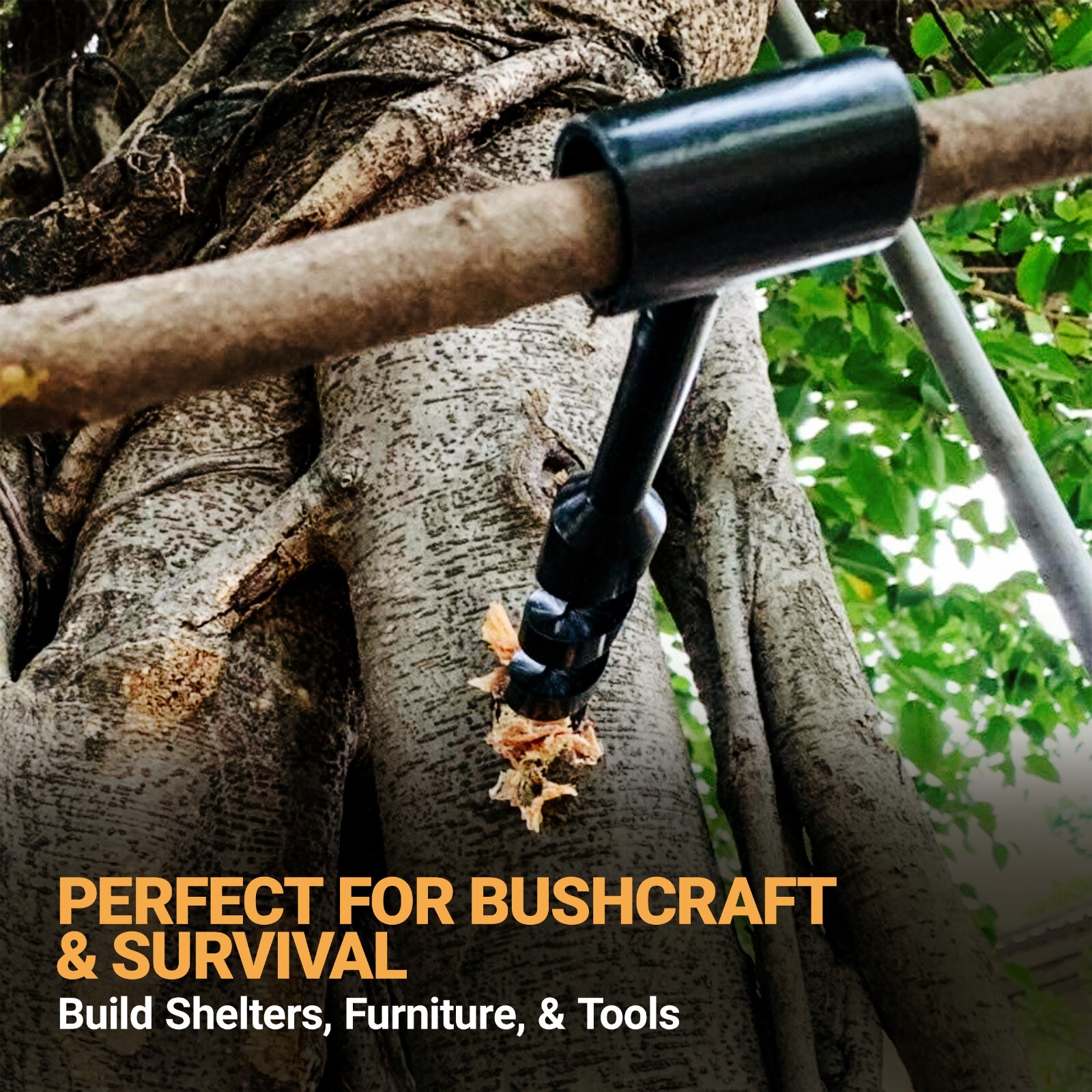 Sirius Survival 1-Inch Bushcraft Manual Bore Auger Tool – 10in. Length