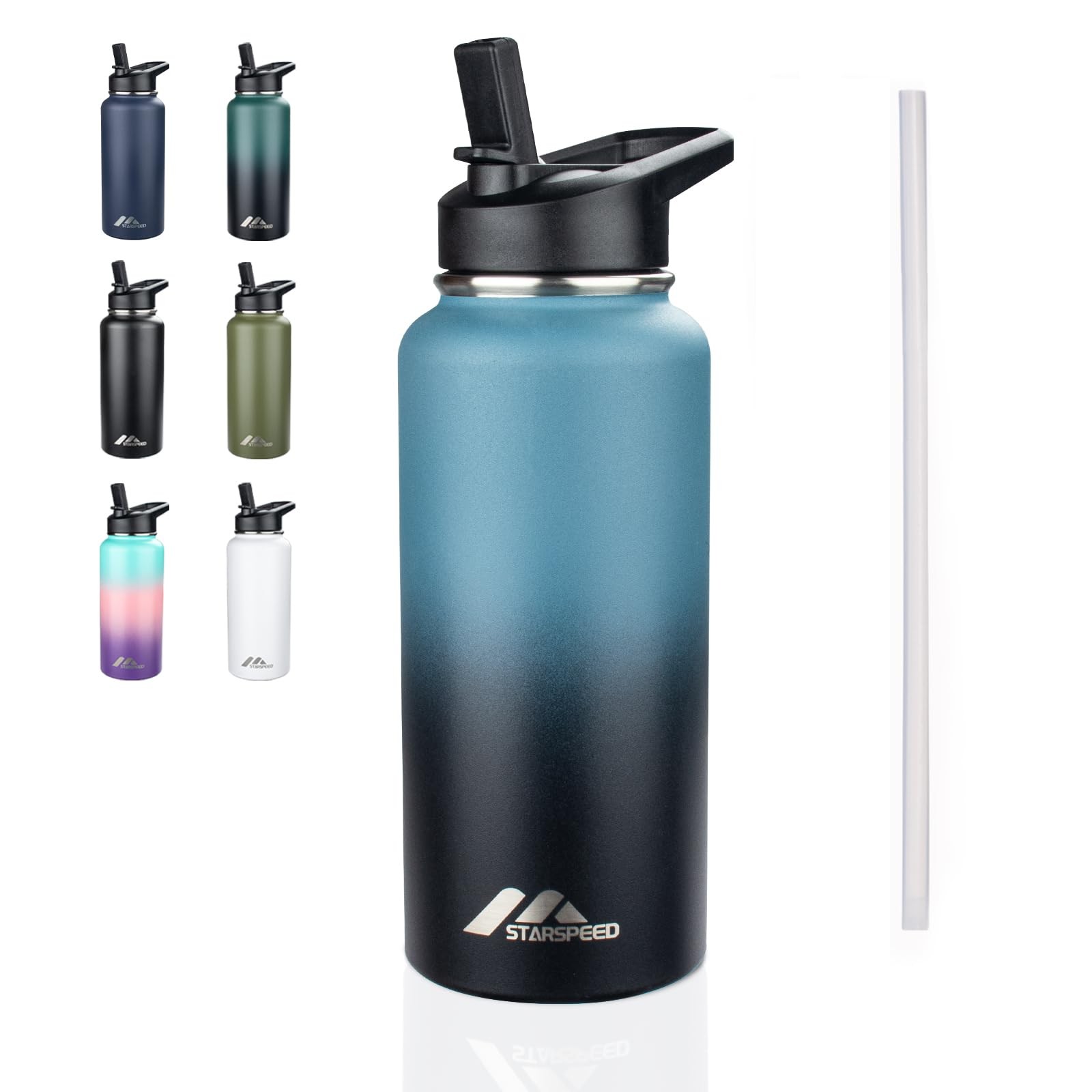 32oz Insulated Water Bottle with Straw Lid, Stainless Steel Double Walled Vacuum