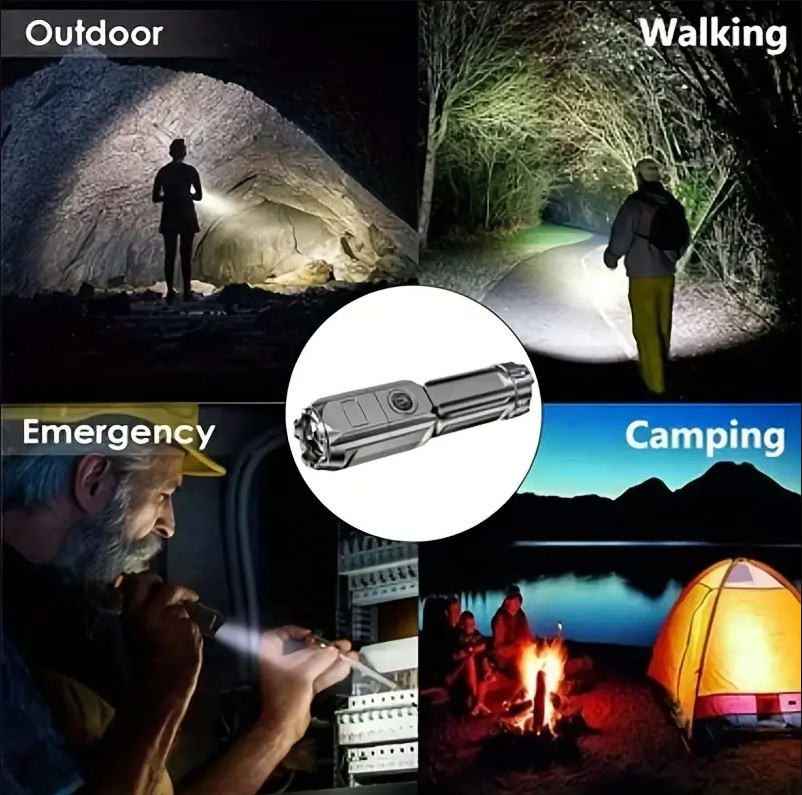 1 PC Portable Rechargeable Flashlight – Strong Light Torch for Household Use NEW
