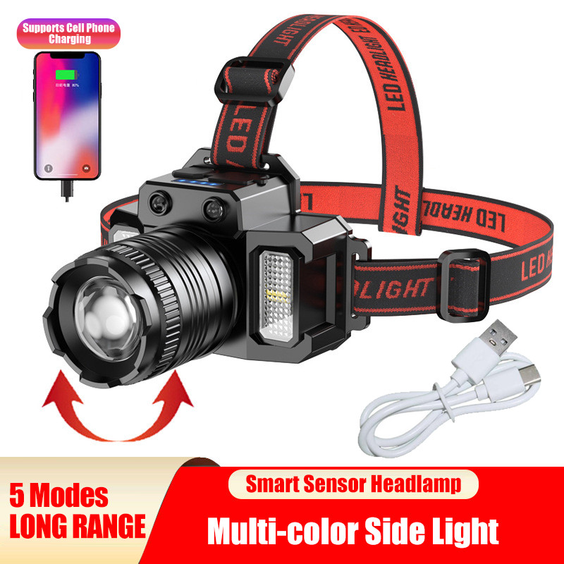 99000000LM LED Headlamp Rechargeable Headlight Sensor Head Torch Lamp Flashlight