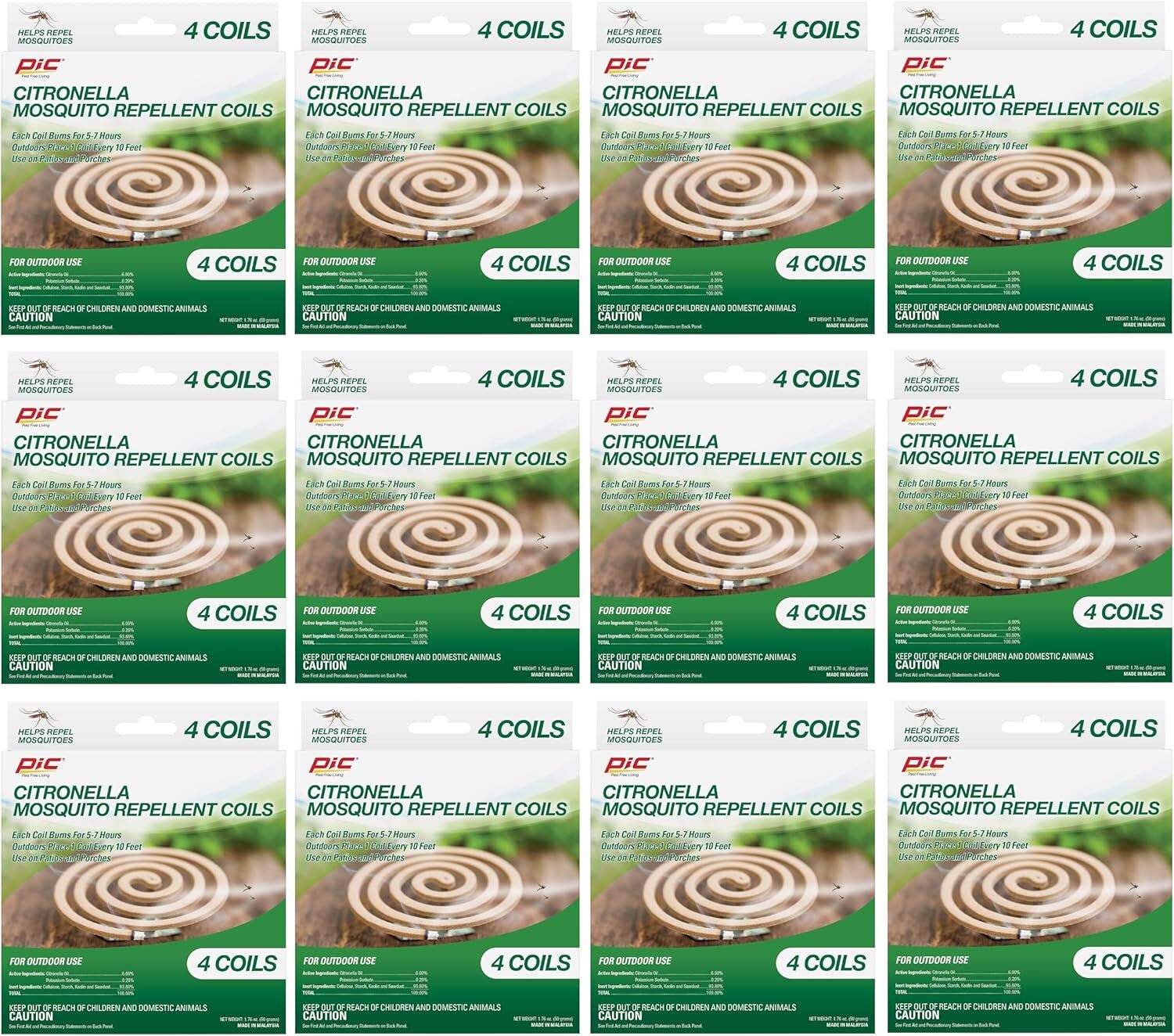 Citronella Coils – 48 Total (12 x 4 Packs) – Ideal for Patio & Camping