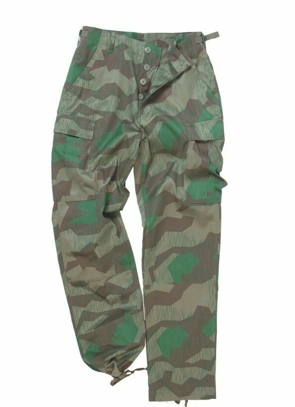 GERMAN SPLINTER CAMOUFLAGE PANTS MILITARY BDU CARGO 6 POCKET FATIGUE TROUSERS