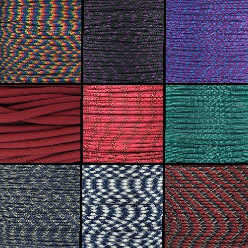 550 Tensile Strength 7 Inner Strand Paracord 10′, 25′, 50′, 100′, 250′, 1000′