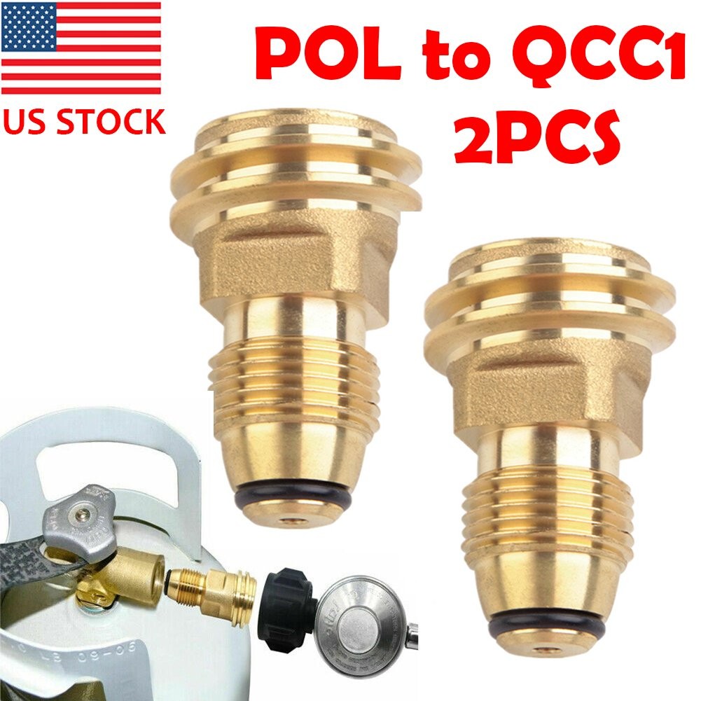 2PCS POL to QCC1 Propane Tank Adapter 100 lbs LP Tank Valve to Type-1 Fitting US