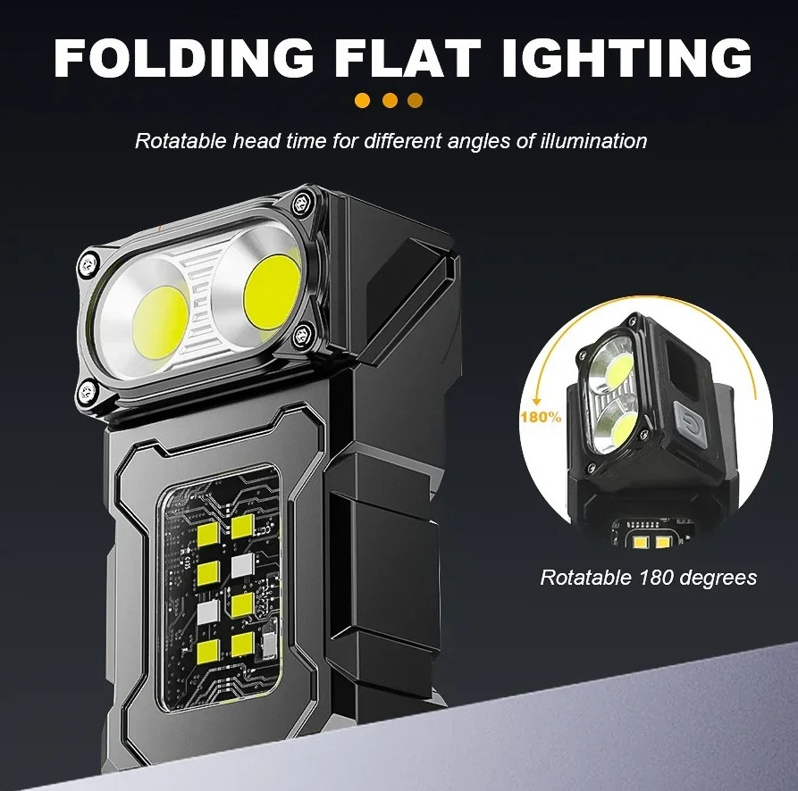 1pc Mini USB Rechargeable LED Flashlight COB Work Light Magnetic Portable – NEW