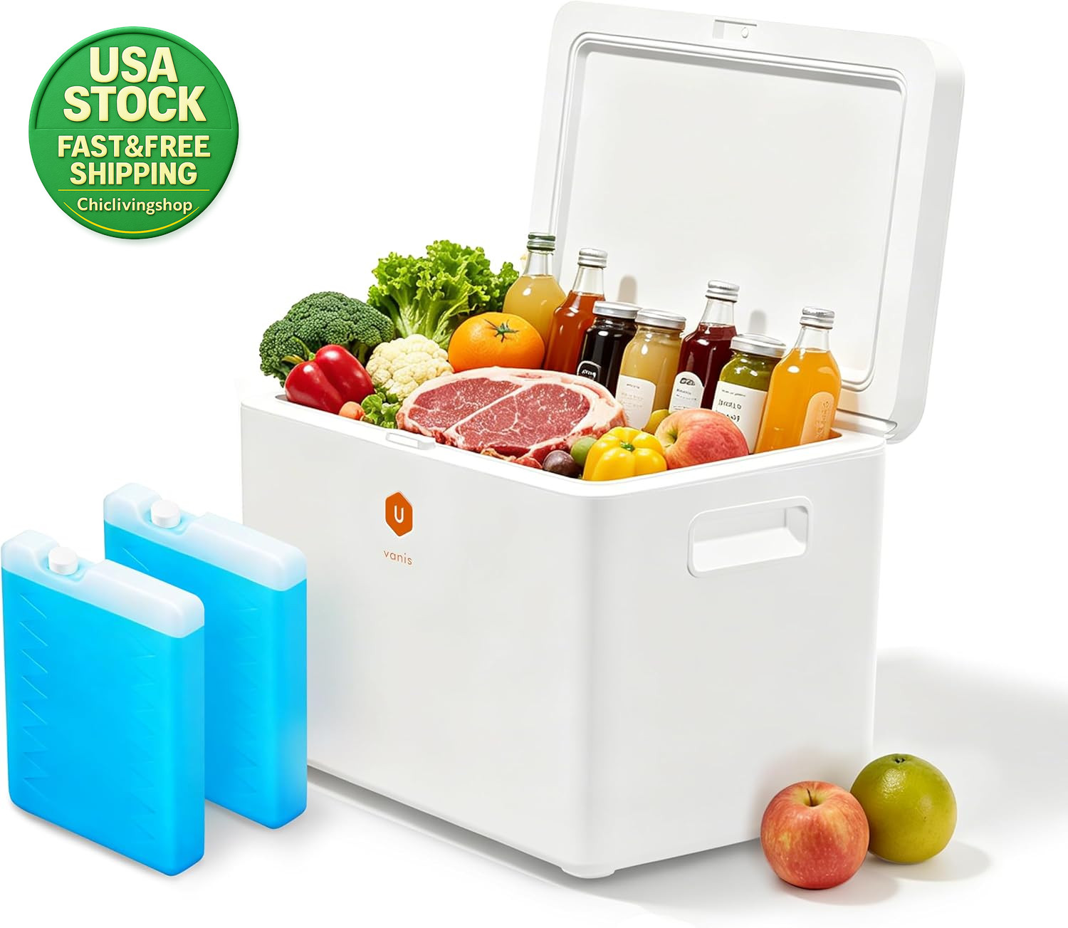 30QT Vacuum Insulated Portable Cooler 10 Day Ice Retention Camping Outdoor