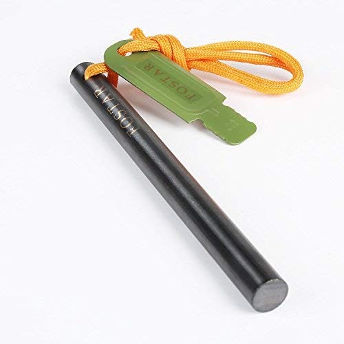 Fostar Upgrade Ferro Rod Fire Starter, 1/2 Inch X 6 Thick Black