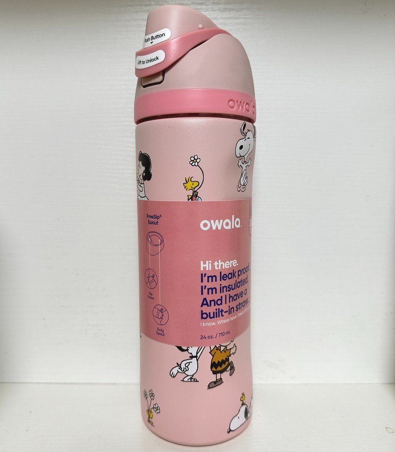 New Owala Cute Snoopy Tumbler Sport Insulated Water Bottle Flip Lock 24 oz Gifts