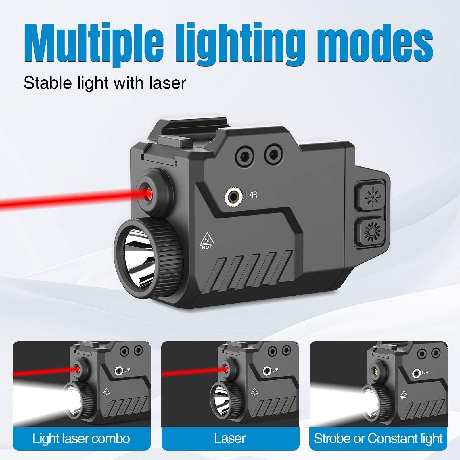 SOLOFISH Tactical Flashlight Blue/Green Laser Sight Combo Rechargeable Picatinny